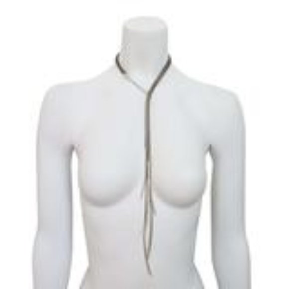 1185 Ex Ovo 5 LINE POLE SKINNY Silver Rubber NECKL - Picture 6 of 9